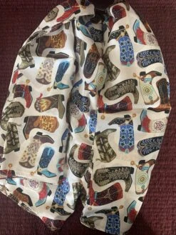 Austin Accents Patterned Multi Boots Wild Rag / Silk Scarf 34″X34″ -Western Cowboy Supplies IMG 2949 scaled 1
