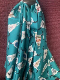 Austin Accents Patterned Turquoise Arrow Wild Rag / Silk Scarf 34″X34″ -Western Cowboy Supplies IMG 2951 scaled 1