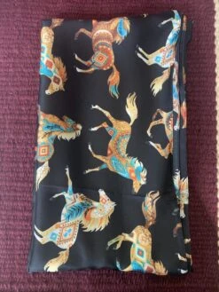 Austin Accents Patterned Feather Horse Wild Rag / Silk Scarf 34″X34″ -Western Cowboy Supplies IMG 2961 scaled 1