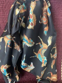 Austin Accents Patterned Feather Horse Wild Rag / Silk Scarf 34″X34″ -Western Cowboy Supplies IMG 2963 scaled 1