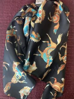 Austin Accents Patterned Feather Horse Wild Rag / Silk Scarf 34″X34″ -Western Cowboy Supplies IMG 2964 scaled 1