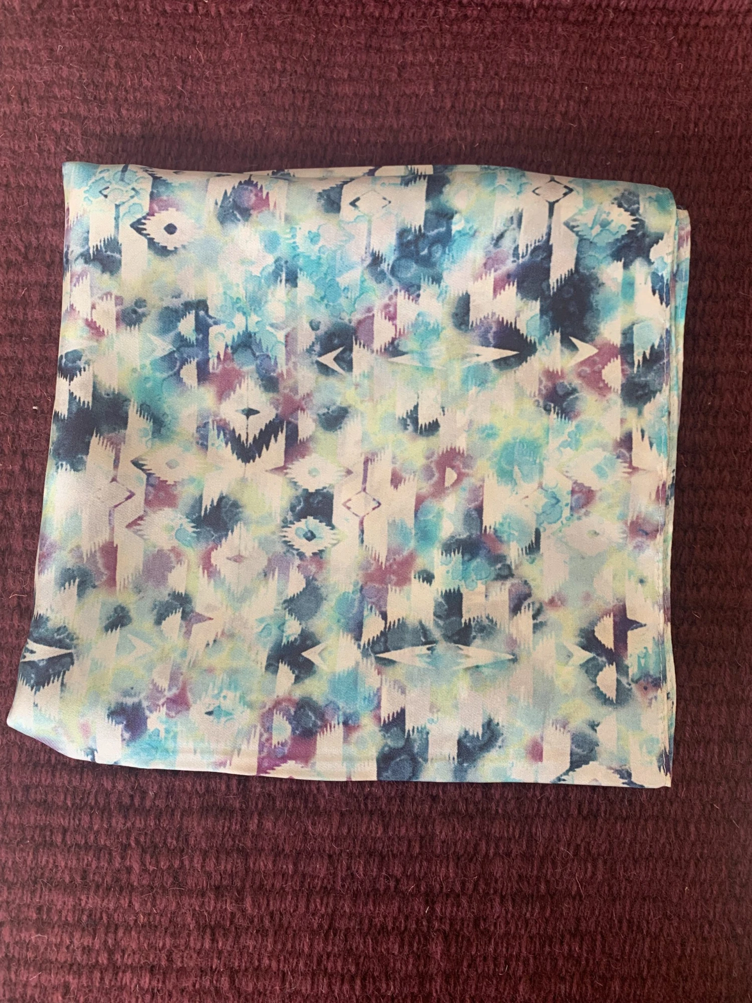 Austin Accents Patterned Ivory Geo Wild Rag / Silk Scarf 34″X34″ 4 Austin Accents Patterned Ivory Geo Wild Rag / Silk Scarf 34″X34″ - Image 2