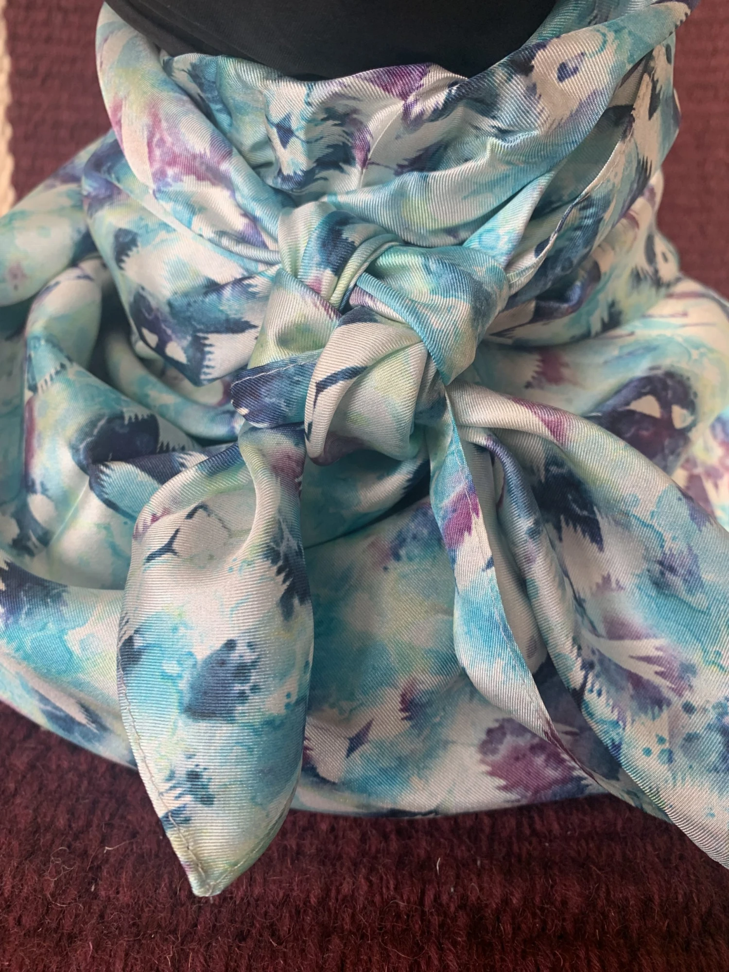 Austin Accents Patterned Ivory Geo Wild Rag / Silk Scarf 34″X34″ 3 Austin Accents Patterned Ivory Geo Wild Rag / Silk Scarf 34″X34″