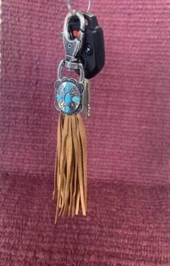 Austin Accents Brown Tassel Key Ring Leather With Concho KC-54