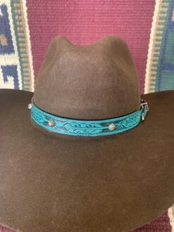 Austin Accent Turquoise Feather Tooled Leather Hat Band LC-69F 10 Austin Accent Turquoise Feather Tooled Leather Hat Band LC-69F -Western Cowboy Supplies IMG 3013 scaled 1