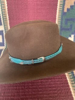 Austin Accent Turquoise Feather Tooled Leather Hat Band LC-69F 11 Austin Accent Turquoise Feather Tooled Leather Hat Band LC-69F -Western Cowboy Supplies IMG 3014 scaled 1