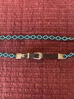 Austin Accent Turquoise/Black Beaded Buckle Hatband BS12-BK
