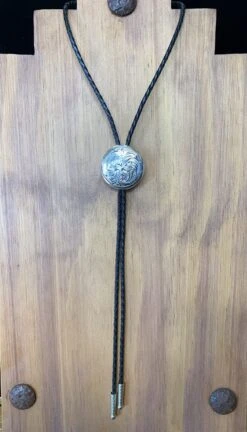 Austin Accents Round Etched Concho Bolo Tie AC70