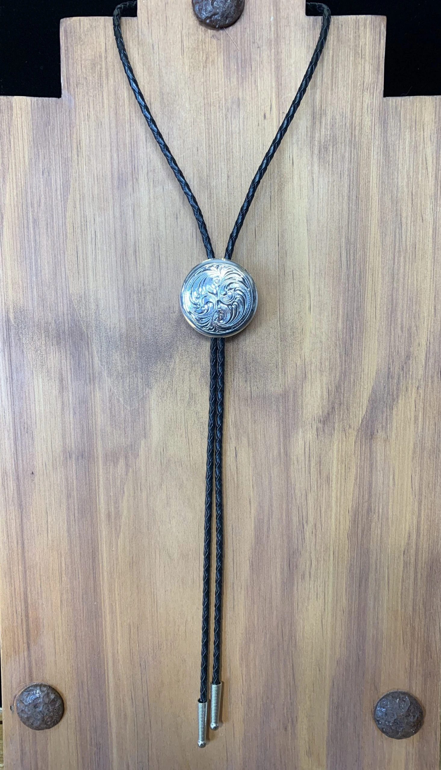 Austin Accents Round Etched Concho Bolo Tie AC70 3 Austin Accents Round Etched Concho Bolo Tie AC70