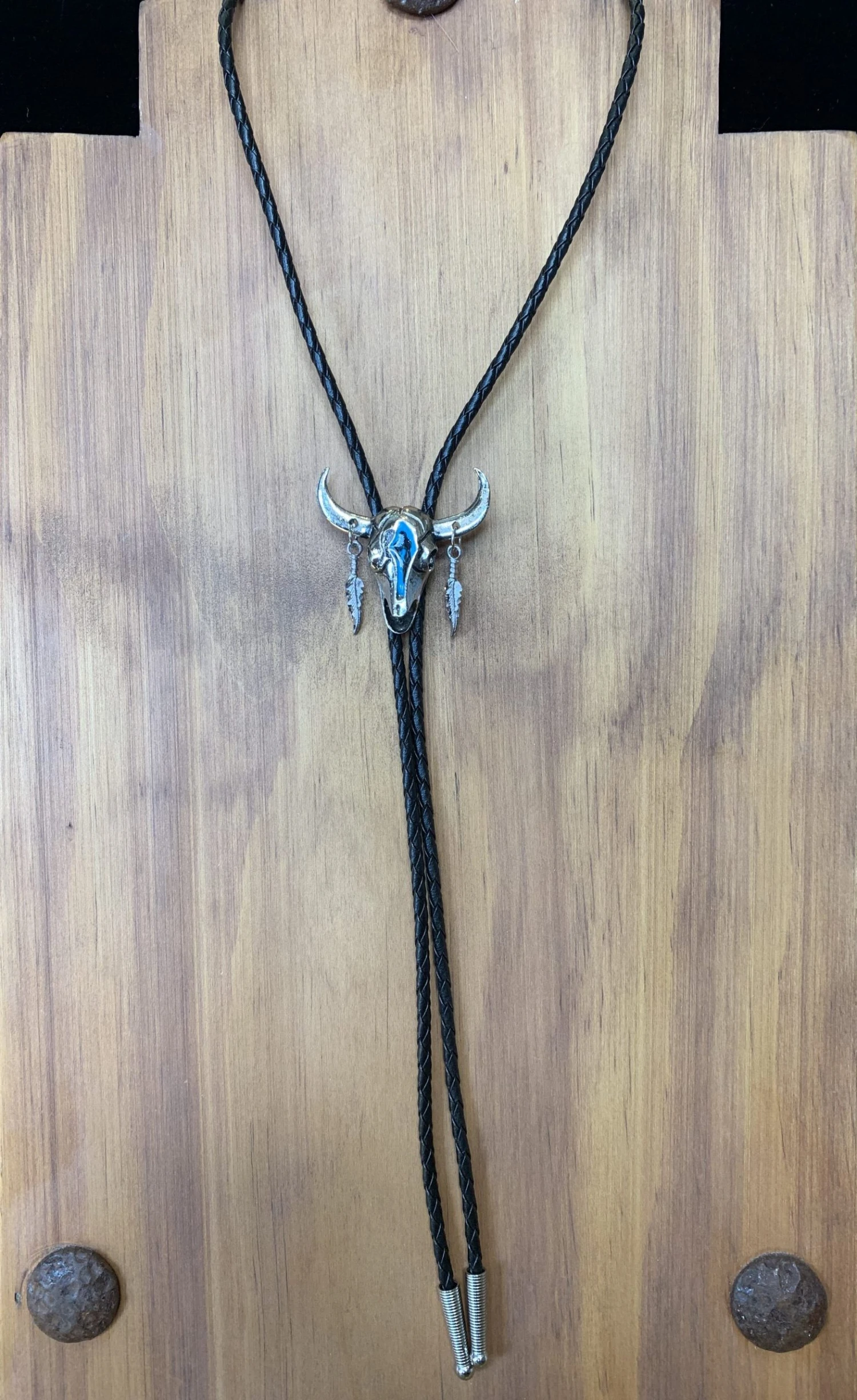 Austin Accents Steer Skull With Feathers Bolo Tie 1154 3 Austin Accents Steer Skull With Feathers Bolo Tie 1154