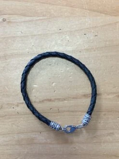 Austin Accents Round Leather Braid Bracelet Black HH83L