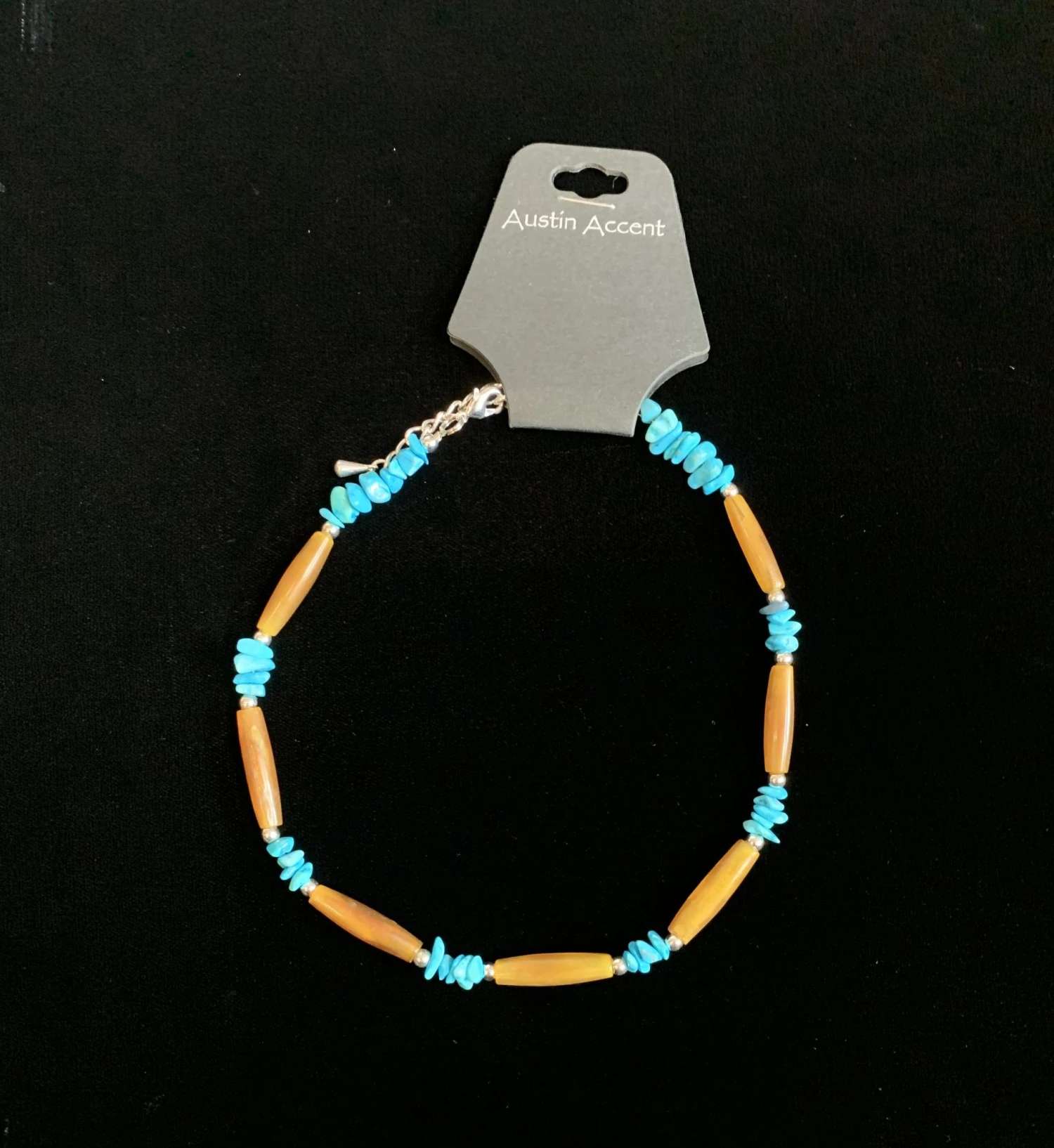 Austin Accents Turquoise & Amber Bone Boot Bracelet BBR-13 4 Austin Accents Turquoise & Amber Bone Boot Bracelet BBR-13 - Image 2