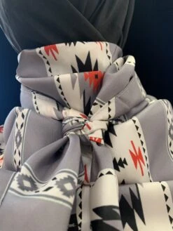 Austin Accents Grey Patterned Wild Rag / Silk Scarf 34″X34″