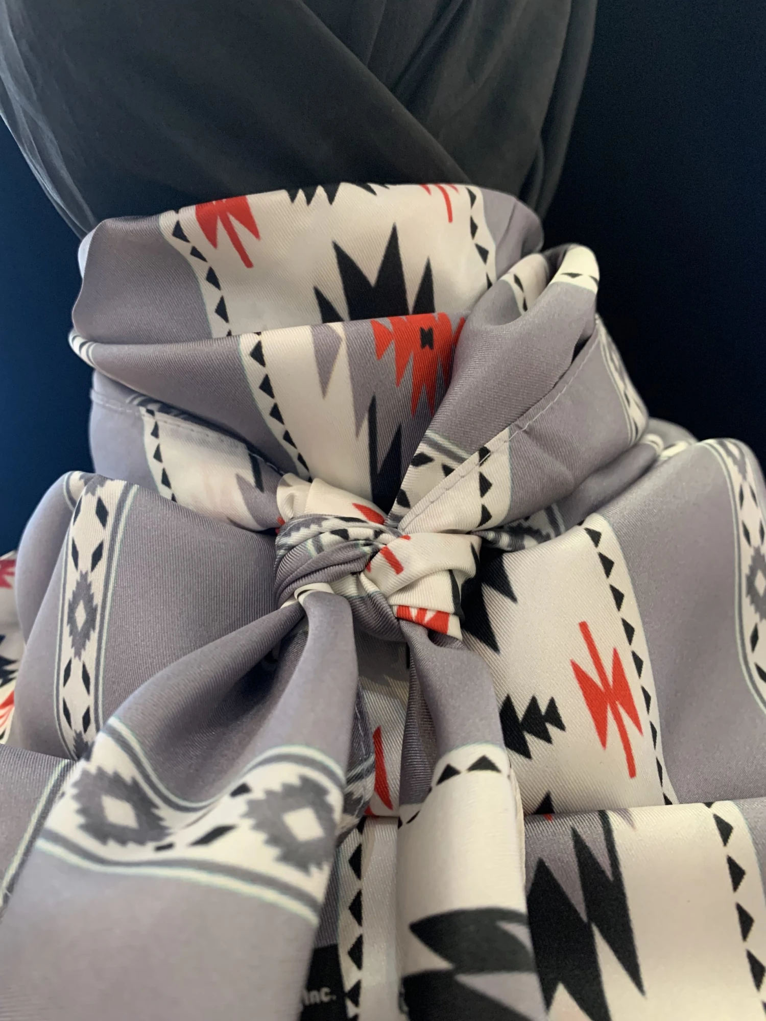 Austin Accents Grey Patterned Wild Rag / Silk Scarf 34″X34″ 3 Austin Accents Grey Patterned Wild Rag / Silk Scarf 34″X34″