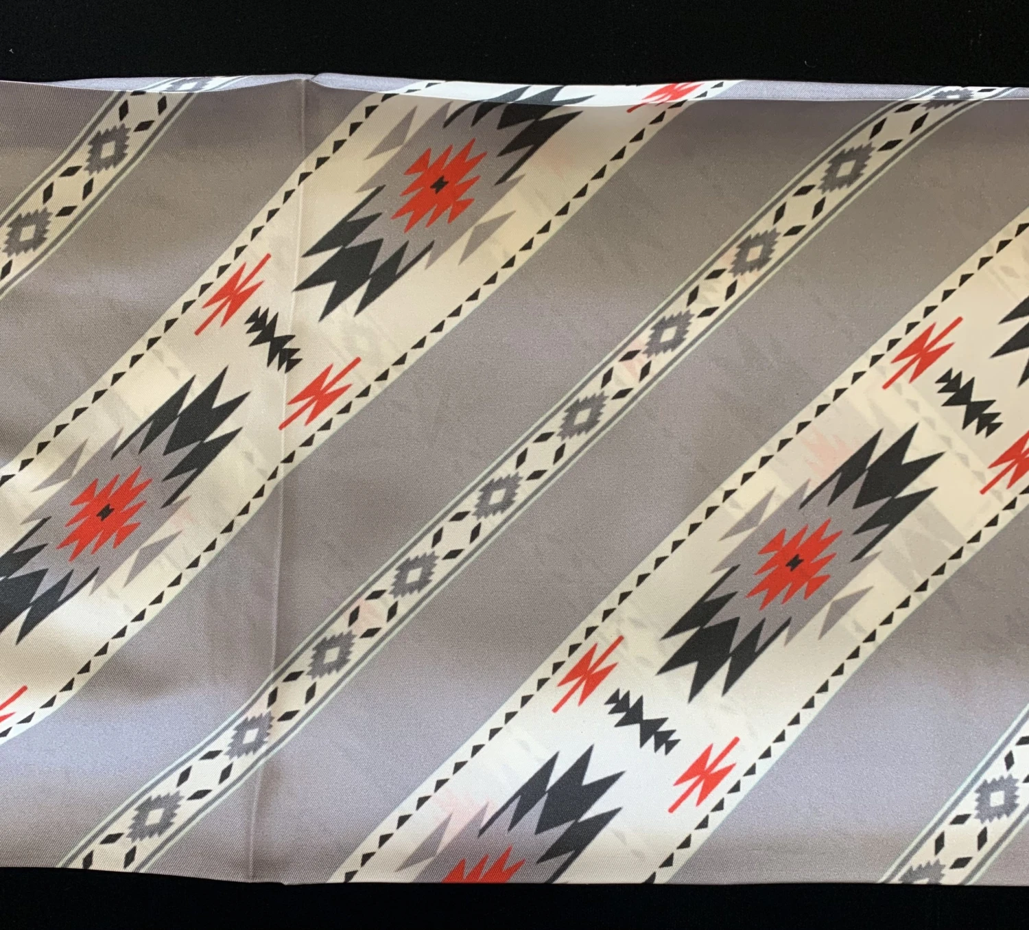 Austin Accents Grey Patterned Wild Rag / Silk Scarf 34″X34″ 5 Austin Accents Grey Patterned Wild Rag / Silk Scarf 34″X34″ - Image 3