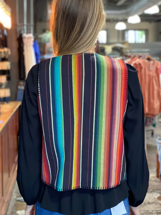 Rainbow Serape Southwestern Vest 115 Rhonda Stark 4 Rainbow Serape Southwestern Vest 115 Rhonda Stark - Image 2