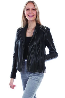 Scully Fringe Studded Leather Jacket L1064