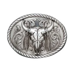 Steer Skull With Feathers Buckle 37030 8 Steer Skull With Feathers Buckle 37030 -Western Cowboy Supplies Oval Rpedgsklfthrs Lasrp 37030 S 1 15231