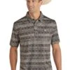 Men’s PPMT51R0W5 Panhandle Short Sleeve Aztec Snap Knit Polo -Western Cowboy Supplies PPMT51R0W5