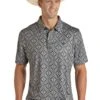 Men’s PPMT51R0W9 Panhandle Short Sleeve Aztec Snap Print Polo 2 Men’s PPMT51R0W9 Panhandle Short Sleeve Aztec Snap Print Polo -Western Cowboy Supplies PPMT51R0W9