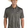 Men’s PPMT51R0WJ Panhandle Short Sleeve Geo Button Knit Polo -Western Cowboy Supplies PPMT51R0WJ