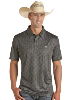 Men’s PPMT51R0WJ Panhandle Short Sleeve Geo Button Knit Polo