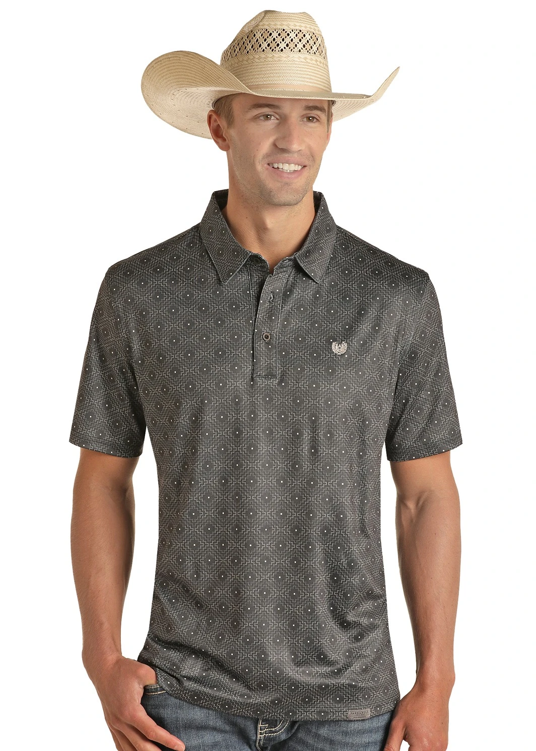 Men’s PPMT51R0WJ Panhandle Short Sleeve Geo Button Knit Polo 3 Men’s PPMT51R0WJ Panhandle Short Sleeve Geo Button Knit Polo