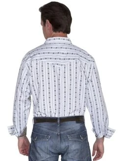 Scully Men’s Long Sleeve Skull Stripe PS-093 12 Scully Men’s Long Sleeve Skull Stripe PS-093 -Western Cowboy Supplies PS 093 WHT bk preview 1