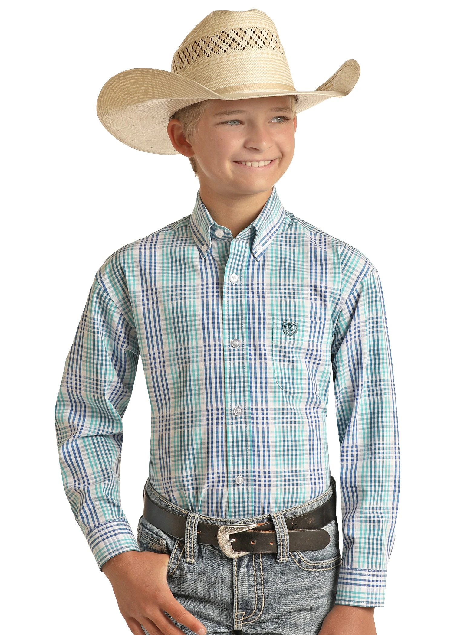 Boys Panhandle PSBSODR0LV Check Button Down 3 Boys Panhandle PSBSODR0LV Check Button Down