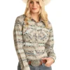 Ladies Long Sleeve Snap Shirt With Aztec Print By Panhandle RRWSOSR0R5 -Western Cowboy Supplies RRWSOSR0R5