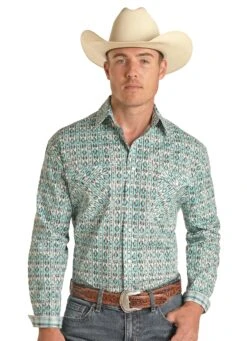Men’s Panhandle RSMSOSR0ND Aztec Snap Shirt