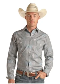 Men’s Panhandle RSMSOSR0P3 Western Two Pocket Snap Shirt