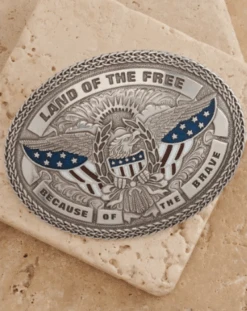 Nocona “Land Of The Free Because Of The Brave” Belt Buckle 37916