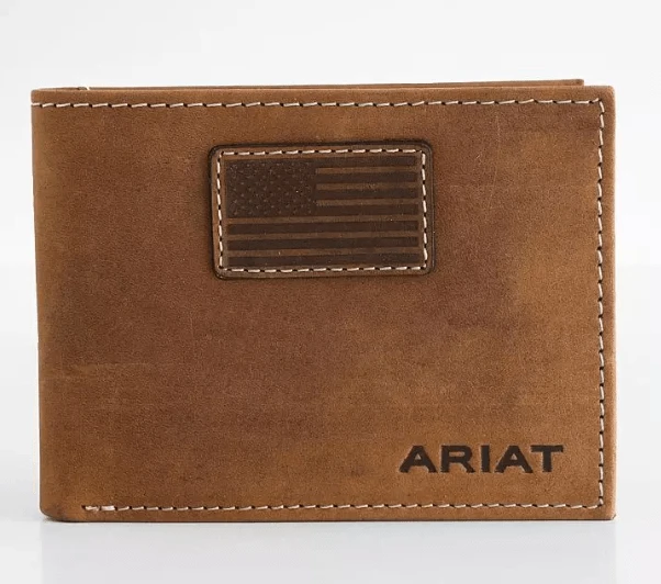 Ariat Men’s Tan With Flag Patch Bifold Wallet A3548544 6 Ariat Men’s Tan With Flag Patch Bifold Wallet A3548544 - Image 4