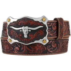 Justin Men’s Classic Longhorn Leather Belt C11194