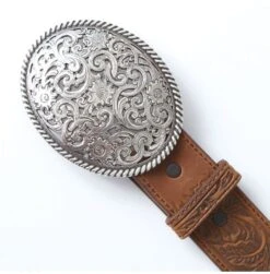 Tony Lama Women’s Brown Pierced Filigree Trophy Belt C50029 -Western Cowboy Supplies c50029 alt1