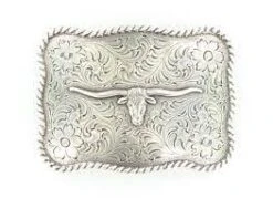 M&F Nocona Longhorn Head Rectangle Scalloped Belt Buckle 37228 -Western Cowboy Supplies download 2 1 1