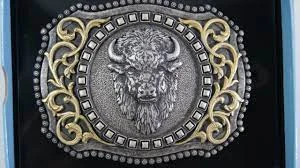 M&F Nocona Antiqued Silver Buffalo Head With Gold Scrolling Rectangle Belt Buckle 37010 4 M&F Nocona Antiqued Silver Buffalo Head With Gold Scrolling Rectangle Belt Buckle 37010 - Image 2