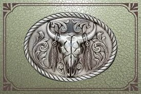 Steer Skull With Feathers Buckle 37030 6 Steer Skull With Feathers Buckle 37030 - Image 4