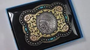 M&F Nocona Antiqued Silver Buffalo Head With Gold Scrolling Rectangle Belt Buckle 37010 6 M&F Nocona Antiqued Silver Buffalo Head With Gold Scrolling Rectangle Belt Buckle 37010 - Image 4