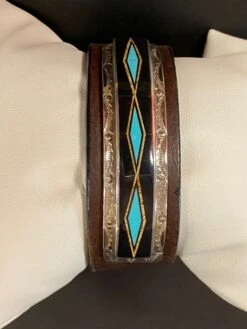 Leather Bracelet Stone Inlay Envoy 373-5