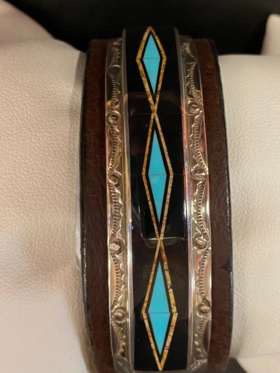Leather Bracelet Stone Inlay Envoy 373-5 4 Leather Bracelet Stone Inlay Envoy 373-5 - Image 2