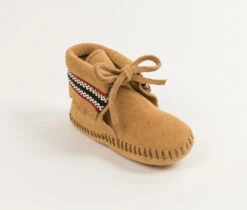 Minnetonka Moccasin Infant Bootie 1101 -Western Cowboy Supplies infants boots braid tan 1101 03