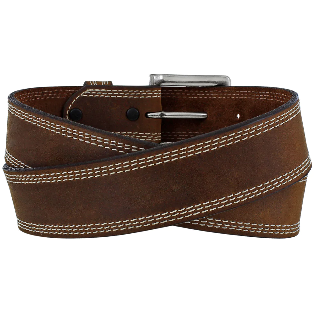 Men’s Overtime Justin Brown Triple Stitch Classic Western Belt C13909 4 Men’s Overtime Justin Brown Triple Stitch Classic Western Belt C13909 - Image 2