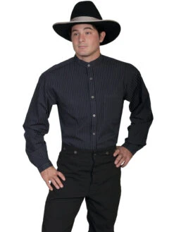 Scully Men’s Striped Button Long Sleeve Western Shirt RW221-Blk