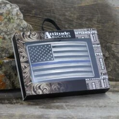 Thin Blue Line Flag Belt Buckle A644TBL -Western Cowboy Supplies s l1600 3