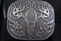 Nocona Silver Laser Etch Deer Skull Belt Buckle 37984 -Western Cowboy Supplies s l500 3 1