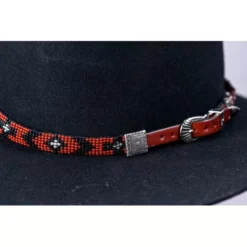Austin Accent Black/Red Beaded Buckle Hatband BS12-BK
